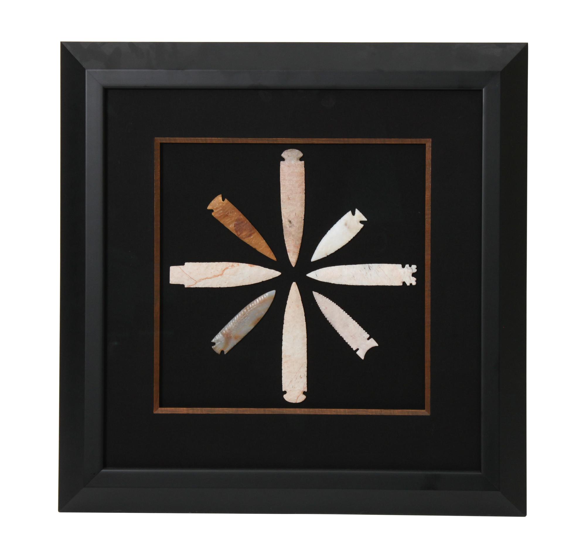 Six Framed Groups of Arrowheads Height 13 1/2 x width 13 1/2 inches (each)