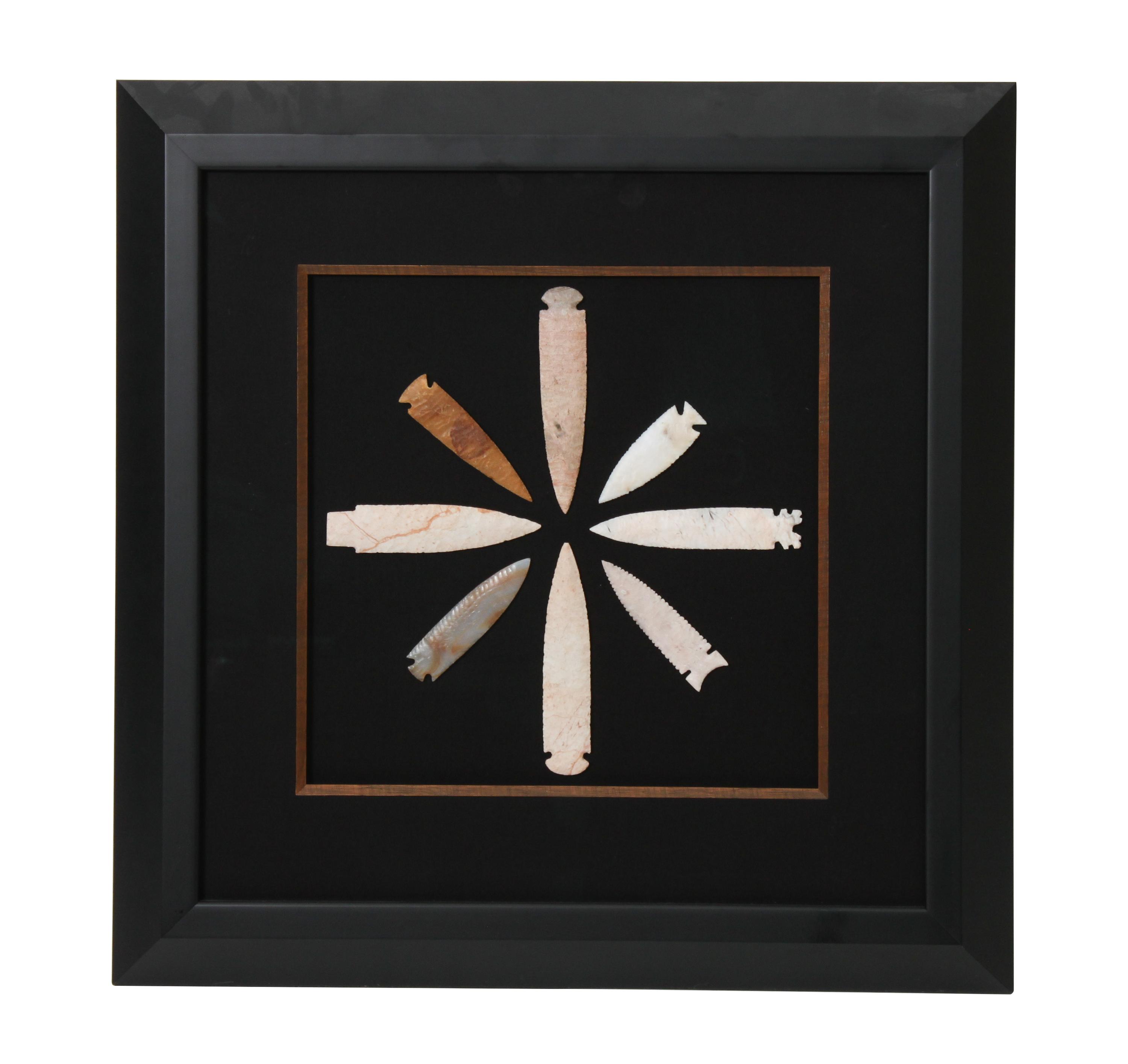 Six Framed Groups of Arrowheads Height 13 1/2 x width 13 1/2 inches (each)