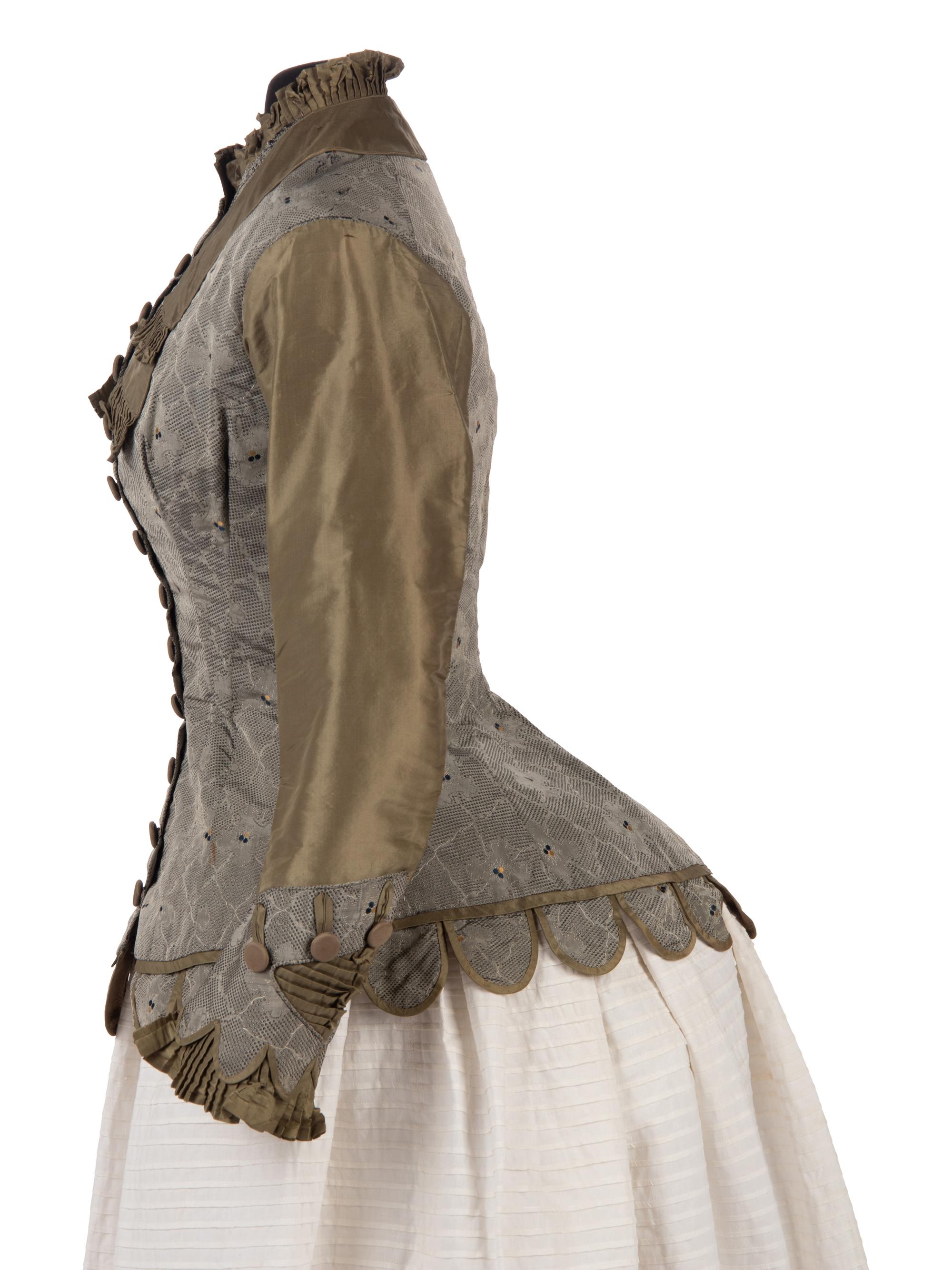 Two Silk Taffeta Evening Bodices, 1880s