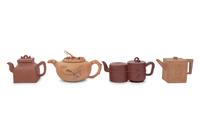Four Chinese Yixing Zisha Pottery Teapots