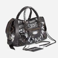 Balenciaga Agneau Classic Hardware Graffiti All Over S City in Black Balenciaga