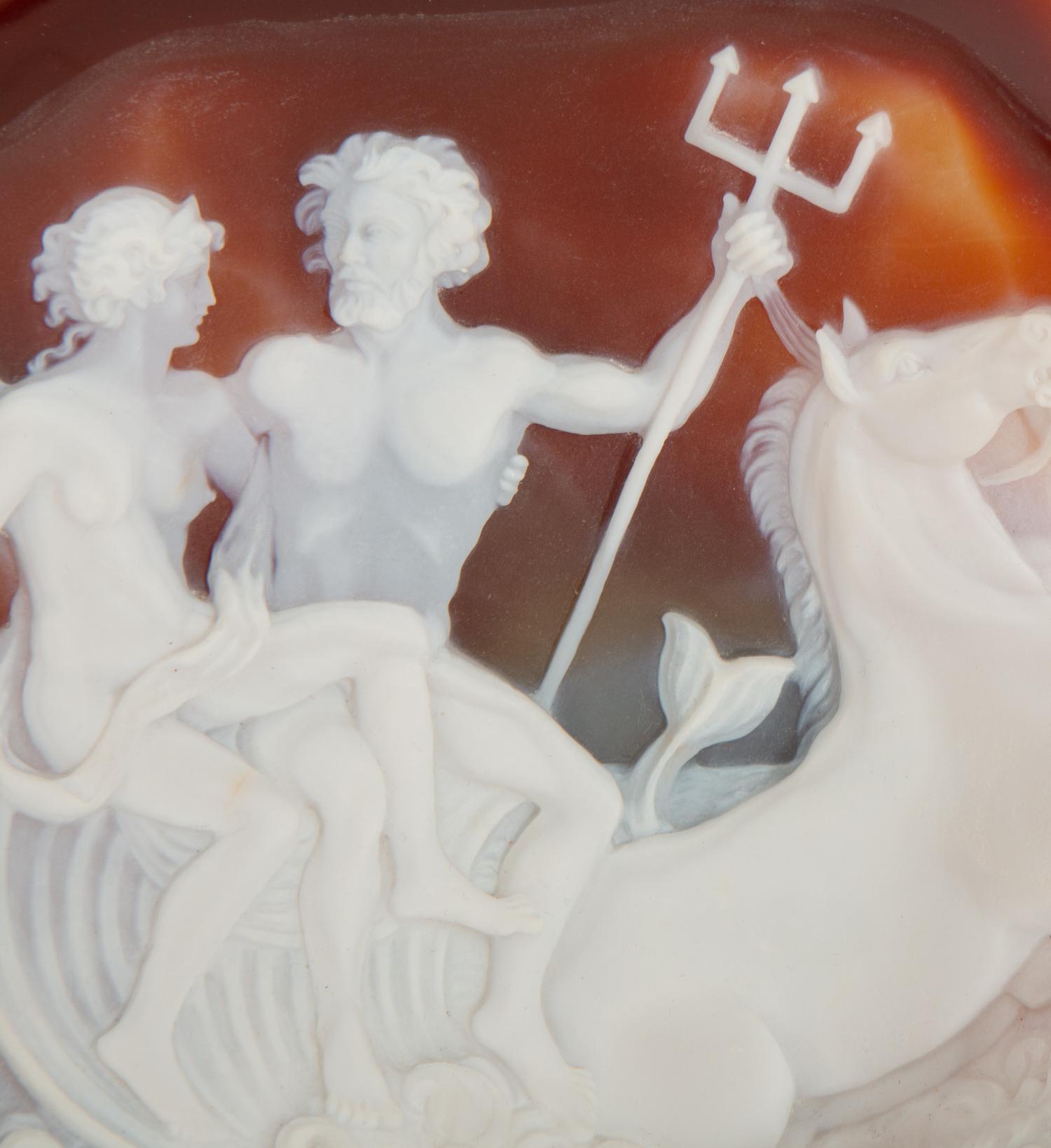 Two Heinz Postler Carved Agate Cameo Footed Bowls