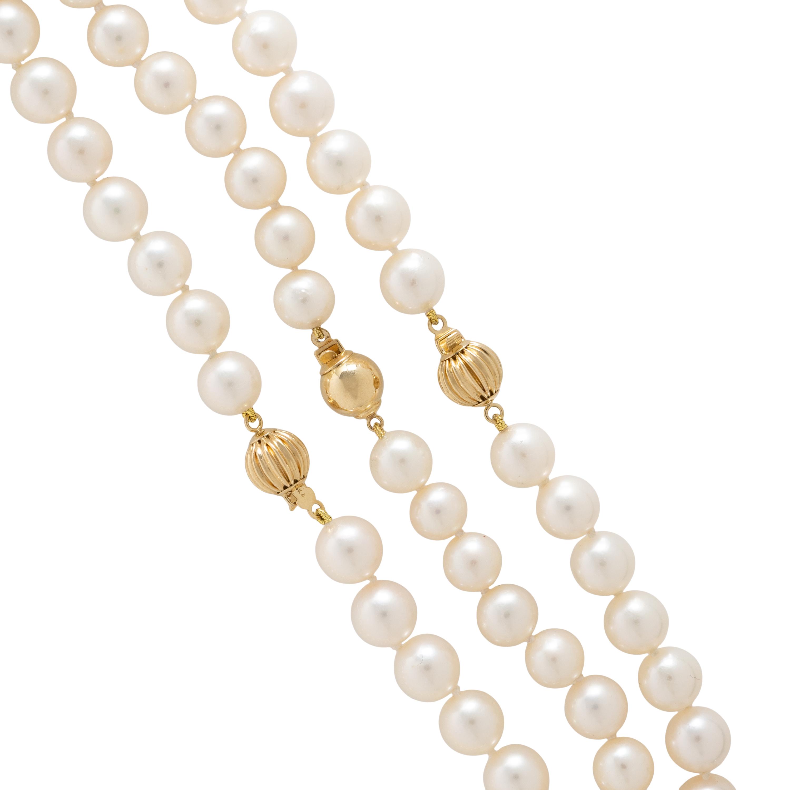 THREE CULTURED PEARL NECKLACES