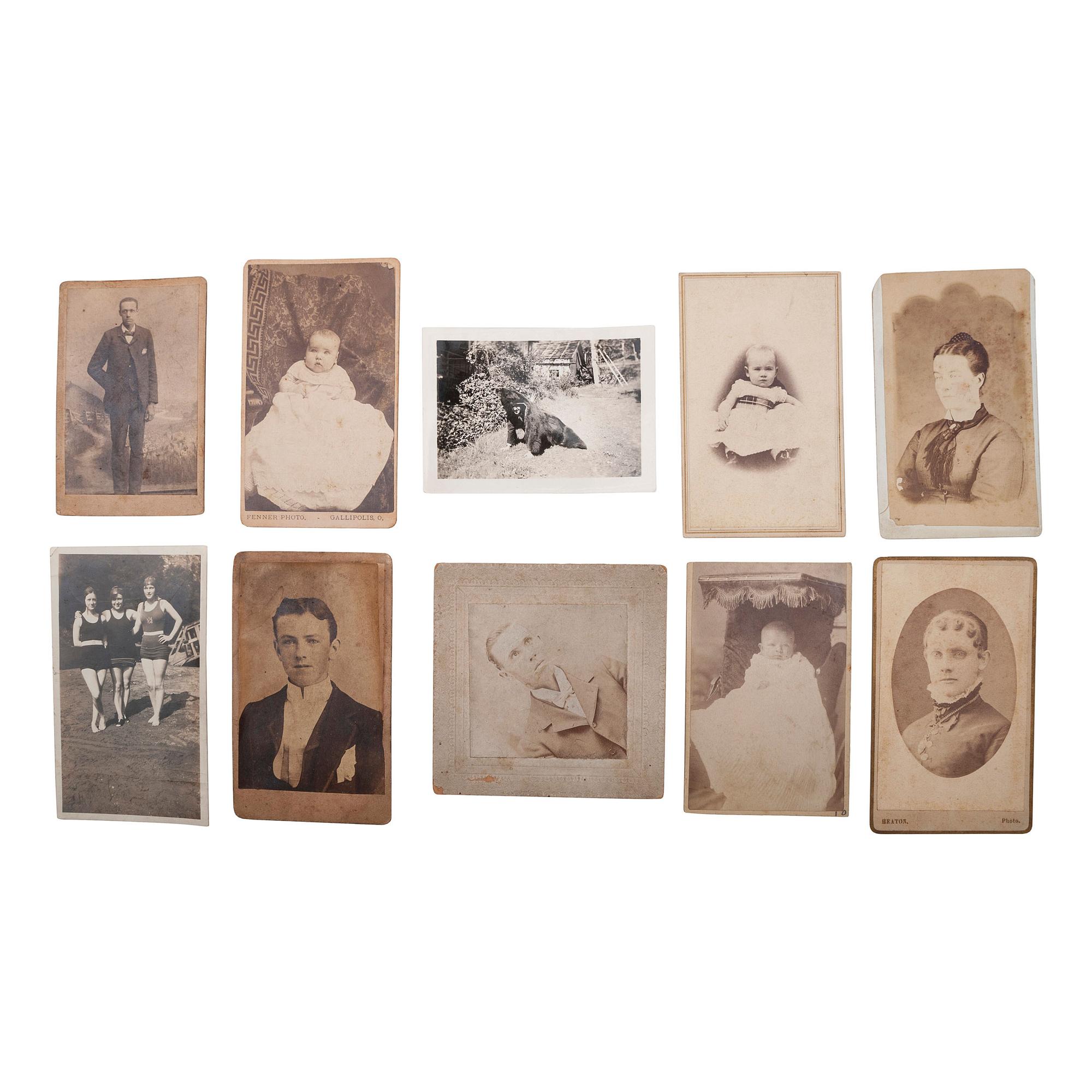 [EARLY PHOTOGRAPHY]. A group of 73 photographs, incl. tintypes, CDVs, and cabinet cards.