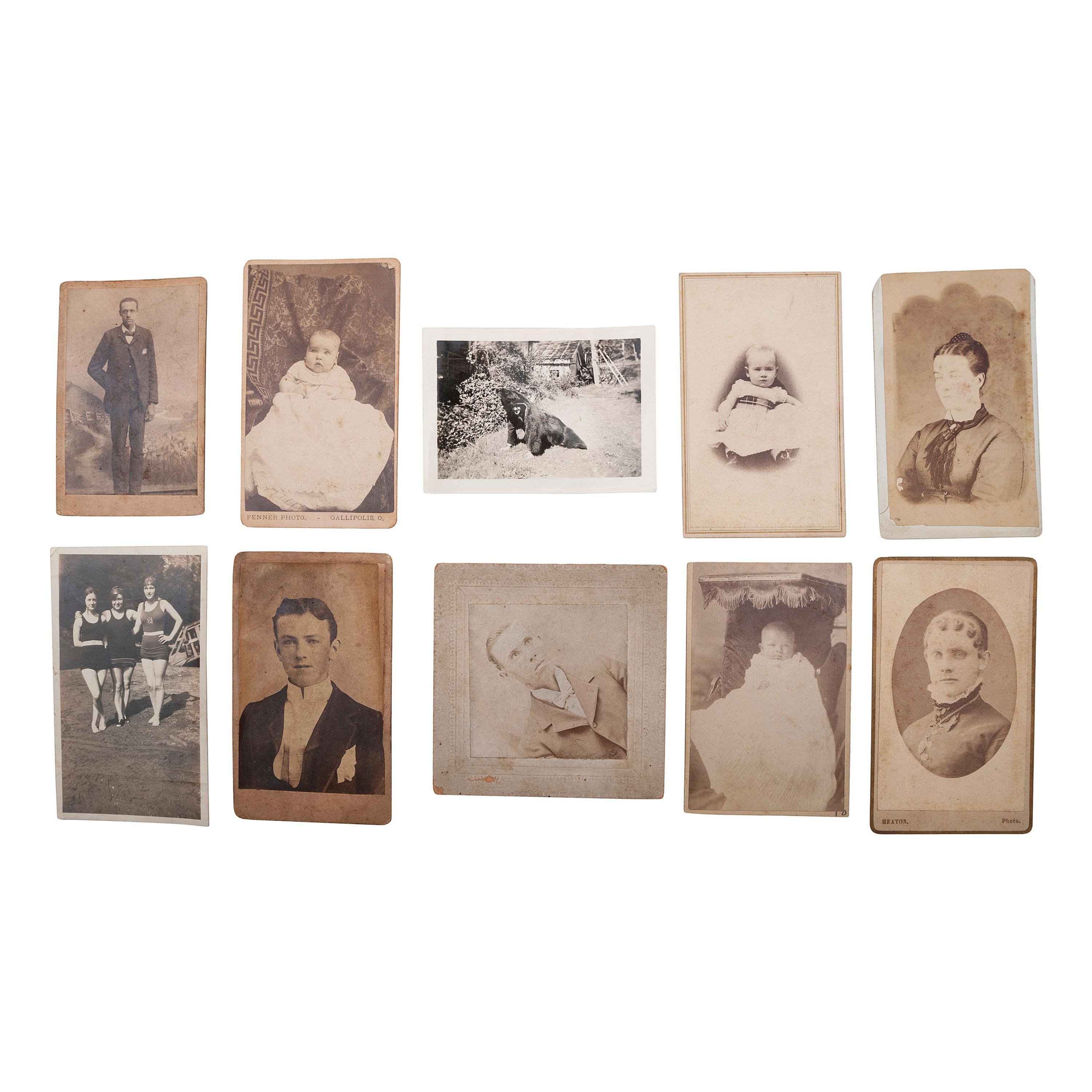[EARLY PHOTOGRAPHY]. A group of 73 photographs, incl. tintypes, CDVs, and cabinet cards.