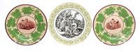 Three Continental Transfer Decorated Plates Diameter of largest 8 inches.