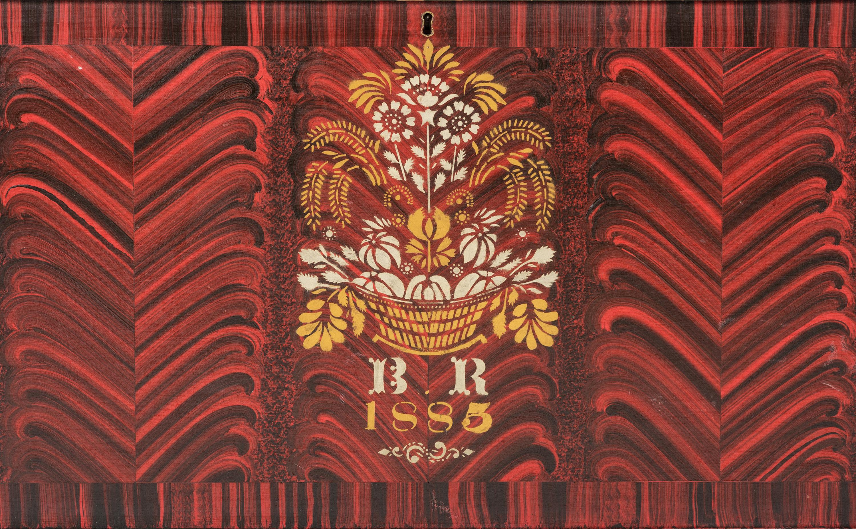 A Paint Decorated Poplar Blanket Chest by Jacob Werrey (1838-1893)