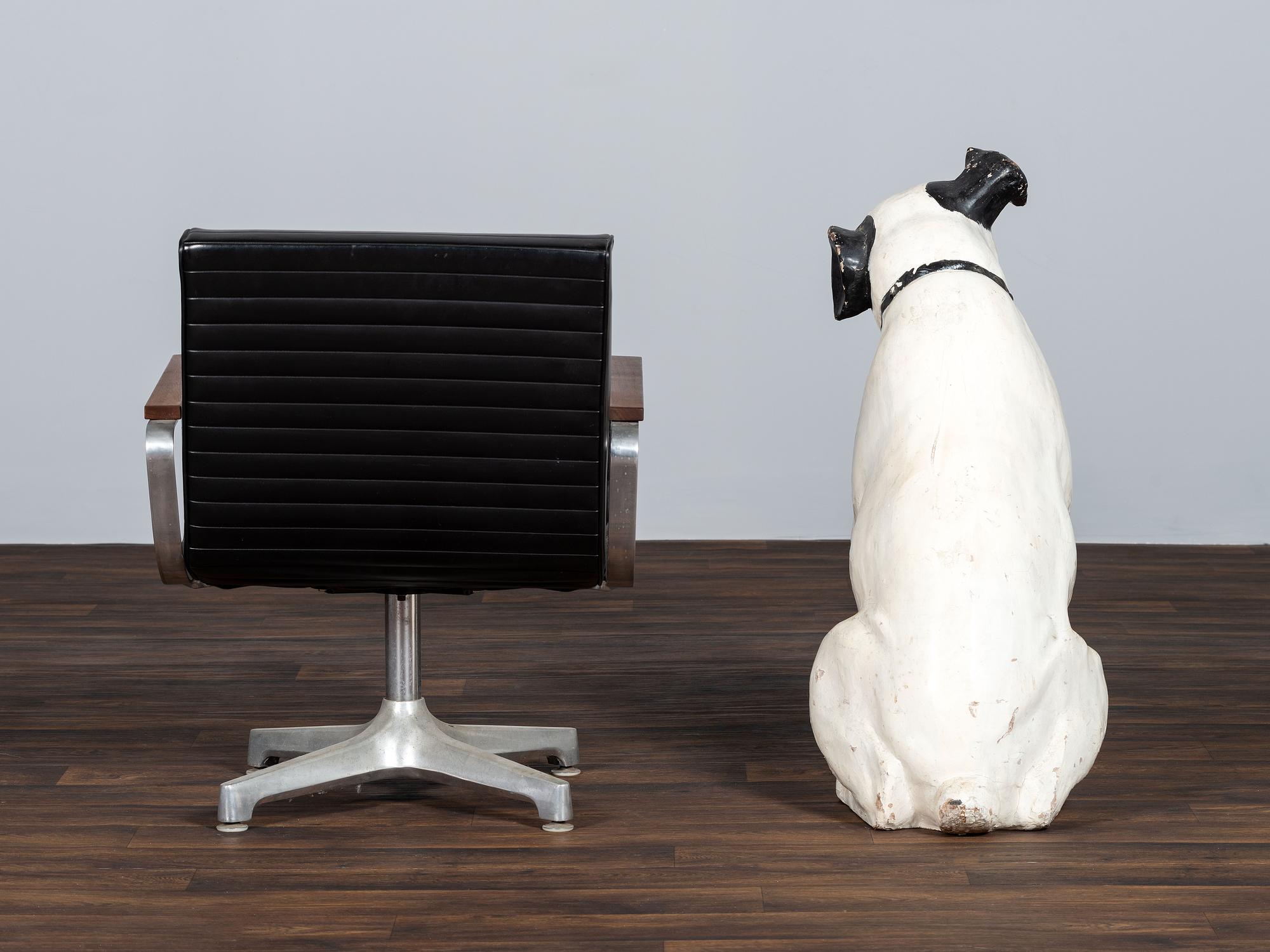 A Large RCA Papier Mache 'Nipper' Store Display Figure and RCA Armchair