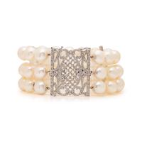 WHITE GOLD, CULTURED PEARL AND DIAMOND CONVERTIBLE BRACELET