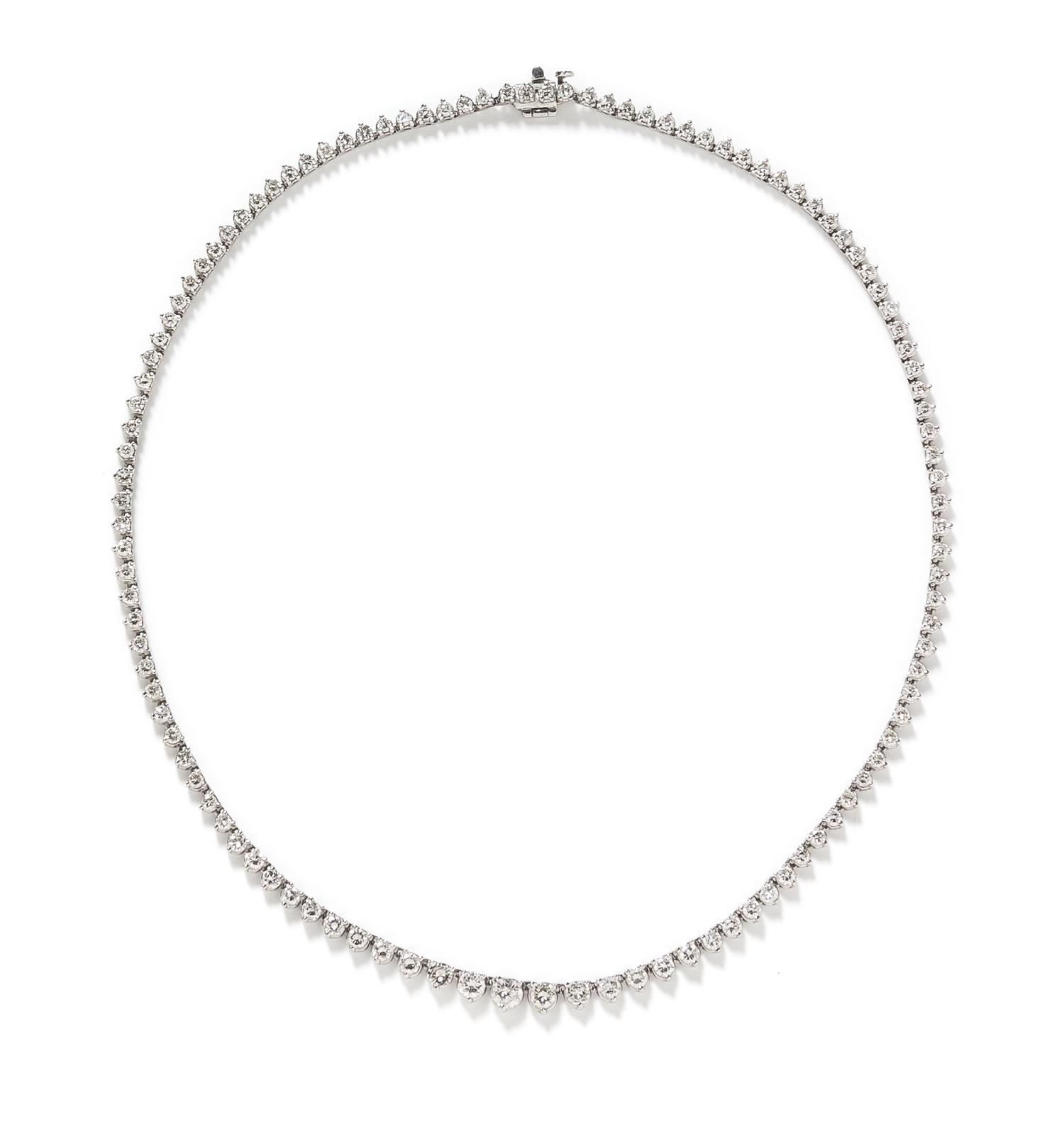 A Platinum and Diamond Rivière Necklace, 14.70 dwts.