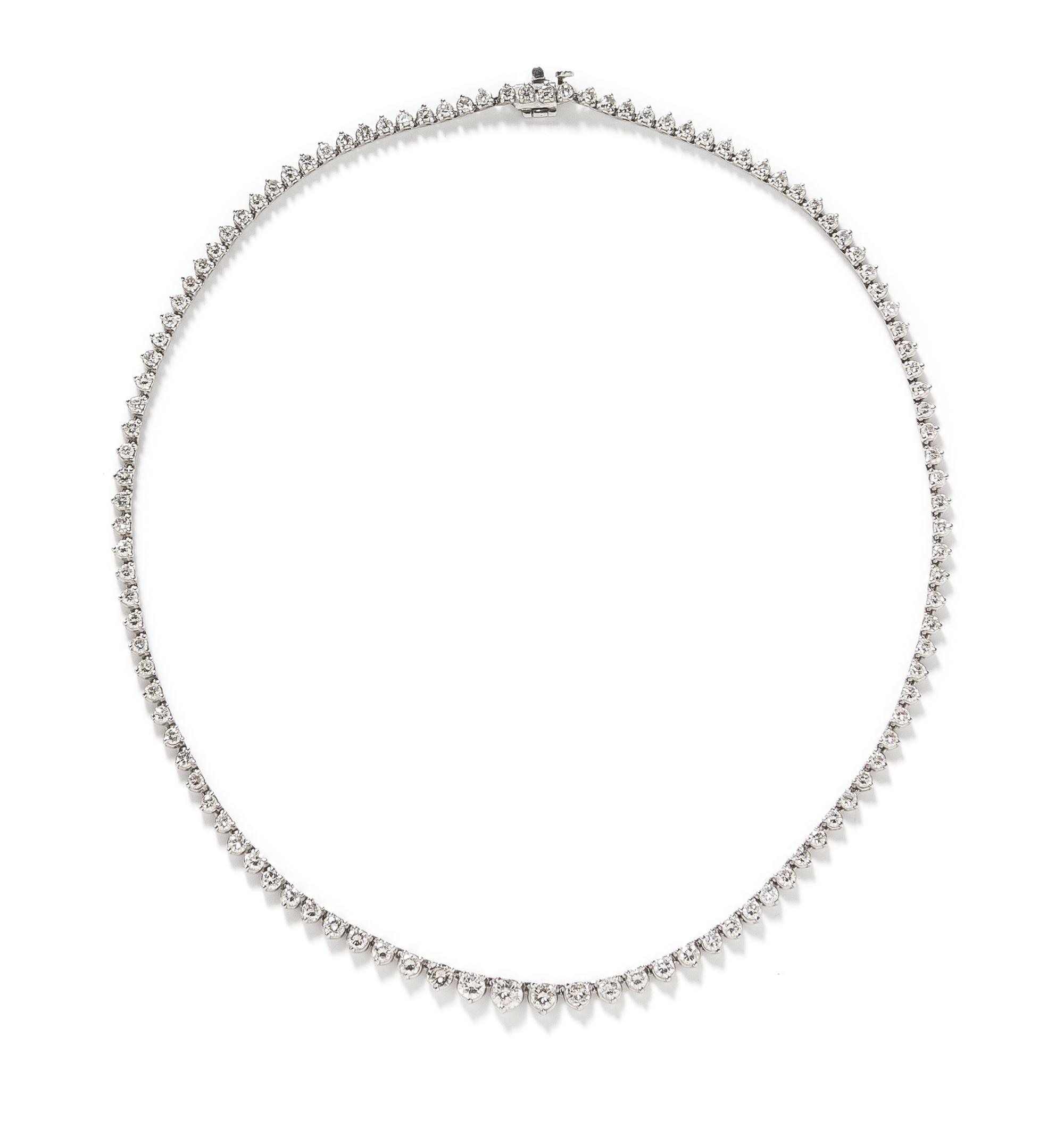 A Platinum and Diamond Rivière Necklace, 14.70 dwts.