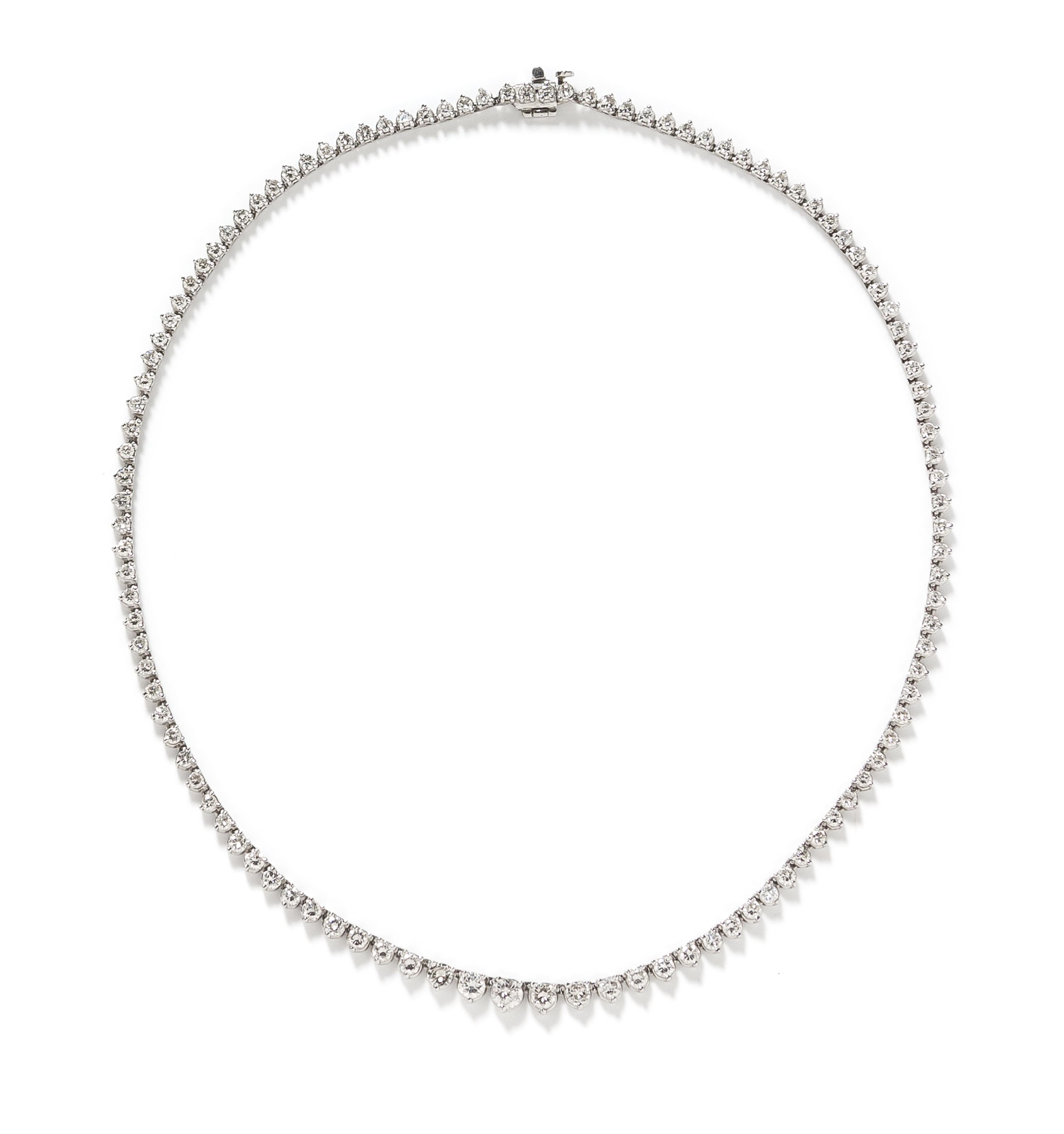 A Platinum and Diamond Rivière Necklace, 14.70 dwts.