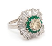 A Platinum, Diamond and Emerald Convertible Ring/Pendant, 8.60 dwts.