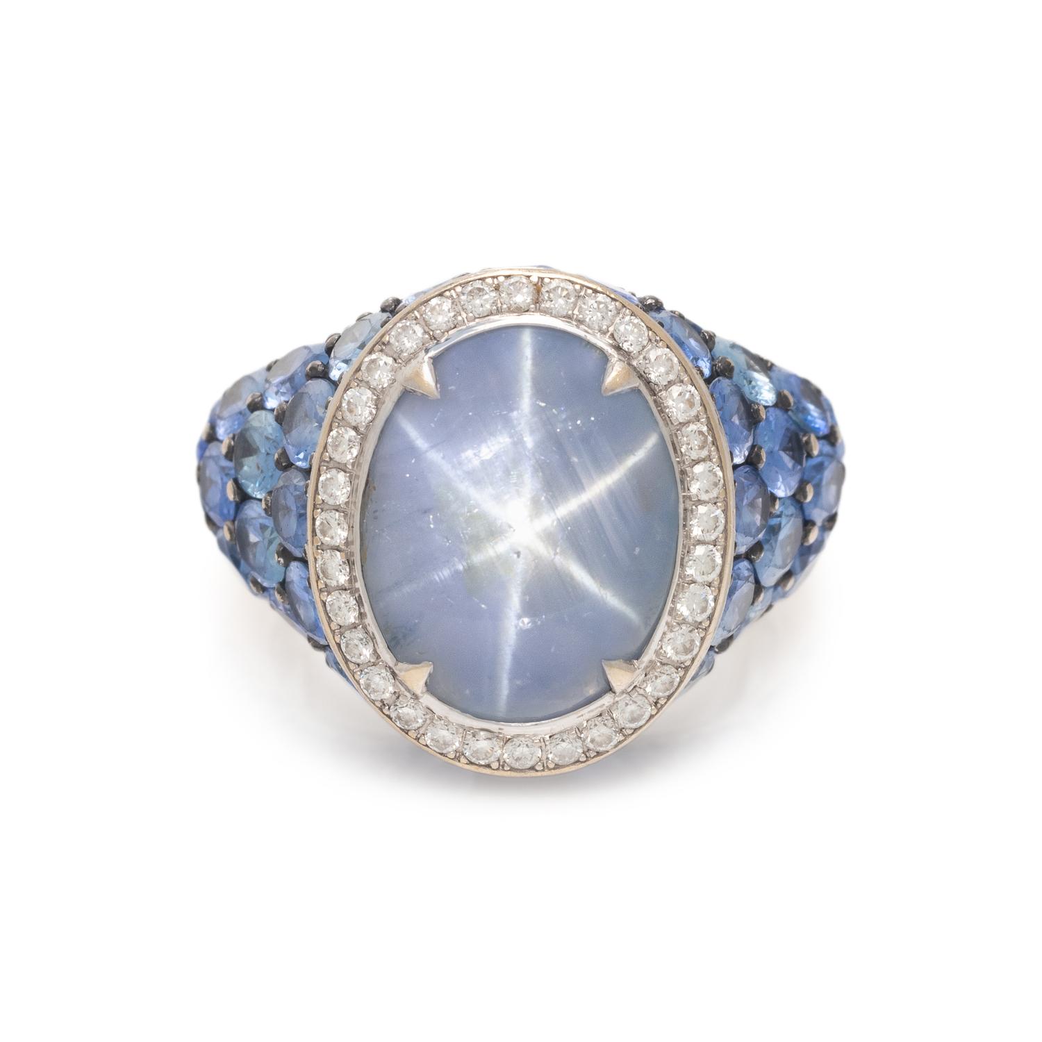 ROBERT PROCOP, STAR SAPPHIRE, SAPPHIRE AND DIAMOND RING