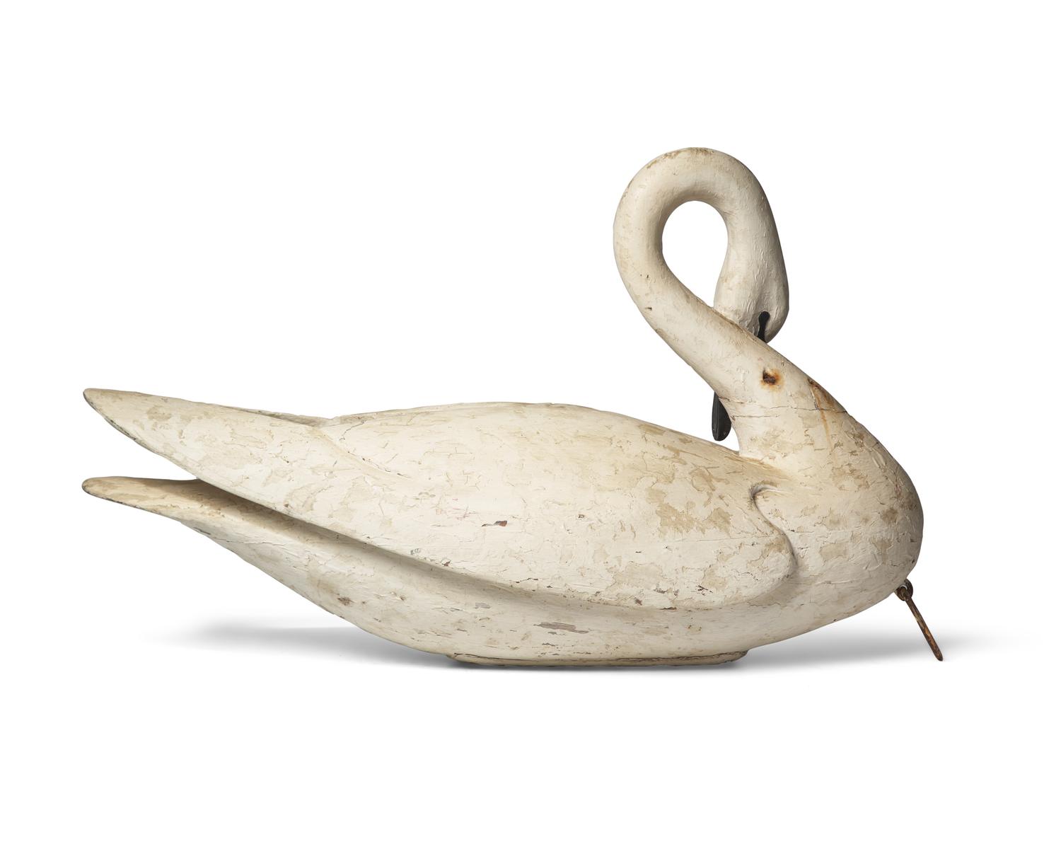 A Carved and Painted Wood Swan Decoy