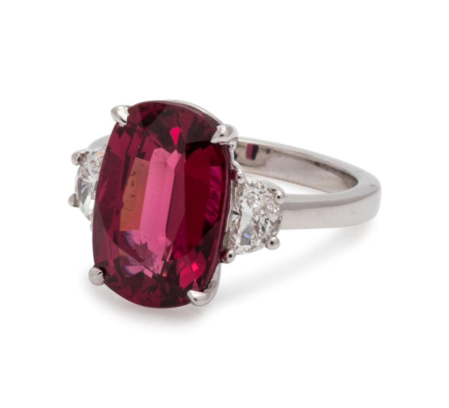 Red Spinel and Diamond Ring