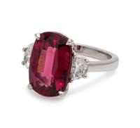 Red Spinel and Diamond Ring