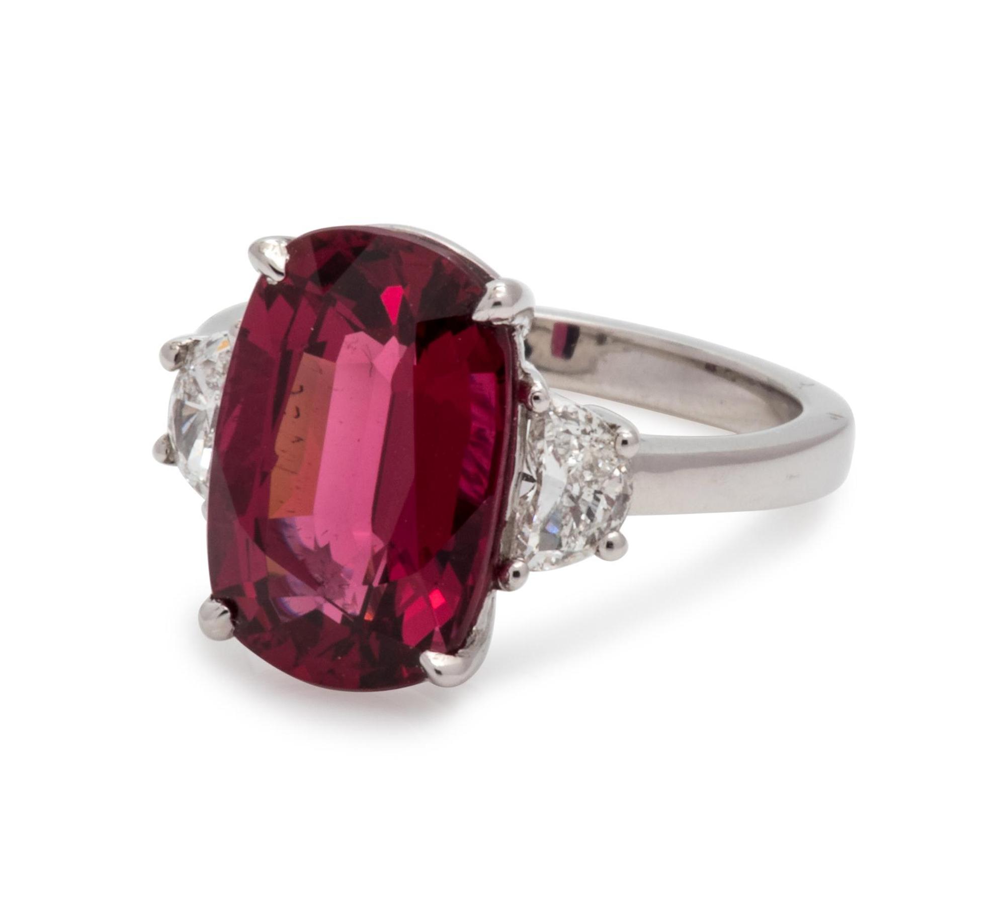 Red Spinel and Diamond Ring