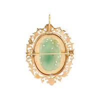 YELLOW GOLD AND JADE PENDANT/BROOCH