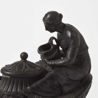 An Assembled Pair of Wedgwood Black Basalt Vestal Lamps UK, early 19th century
