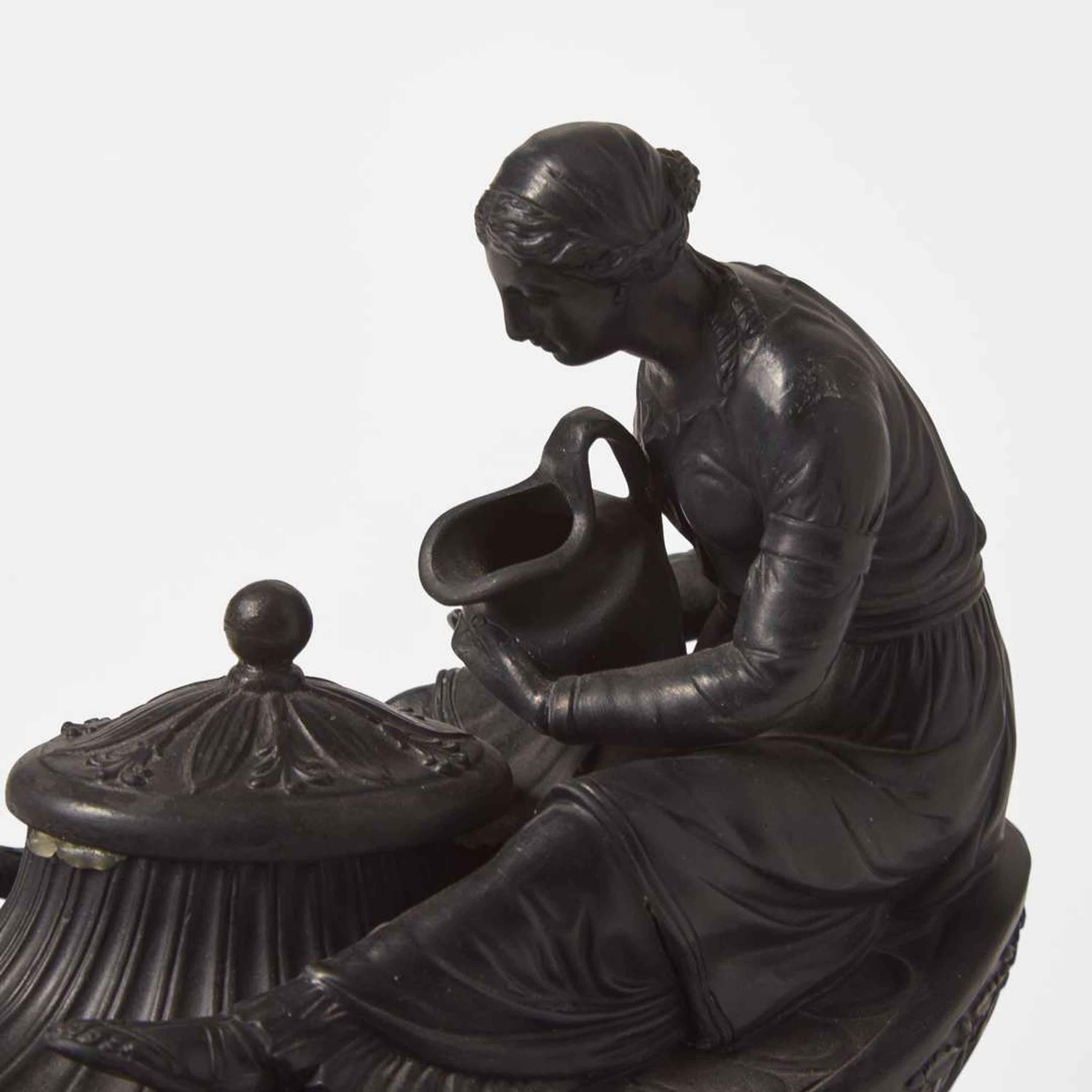 An Assembled Pair of Wedgwood Black Basalt Vestal Lamps UK, early 19th century