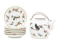 A Set of Seven Chinese Famille Rose Porcelain 'Butterfly' Tea Wares