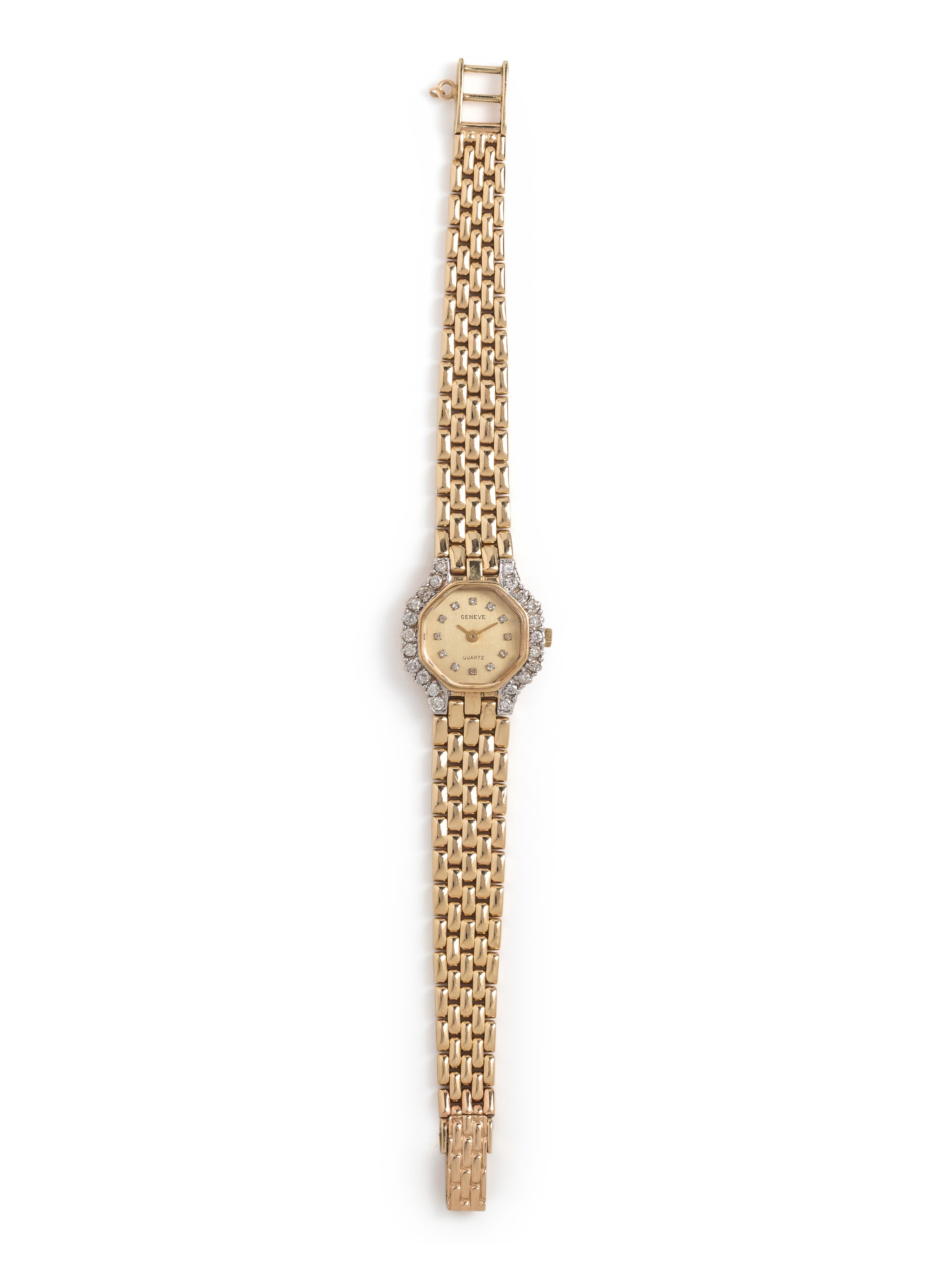 14K YELLOW GOLD AND DIAMOND WRISTWATCH