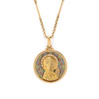 ART NOUVEAU, YELLOW GOLD AND PLIQUE- À-JOUR ENAMEL PENDANT NECKLACE