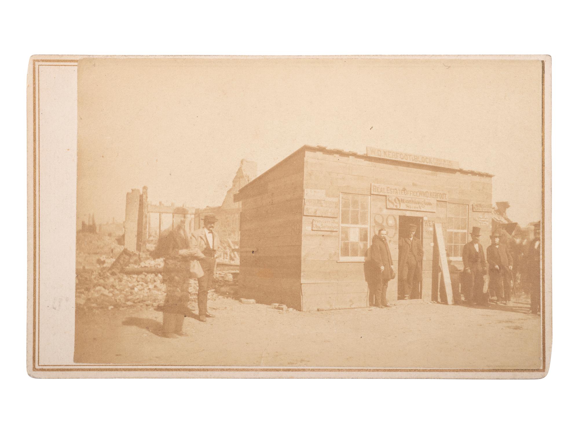 [EARLY PHOTOGRAPHY] SHAW, William, photographer. CDV of first house built following the Chicago fire.