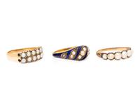 ANTIQUE, COLLECTION OF YELLOW GOLD AND SEED PEARL RINGS