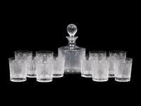 A Lalique Femmes Antiques Decanter and Twelve Glasses