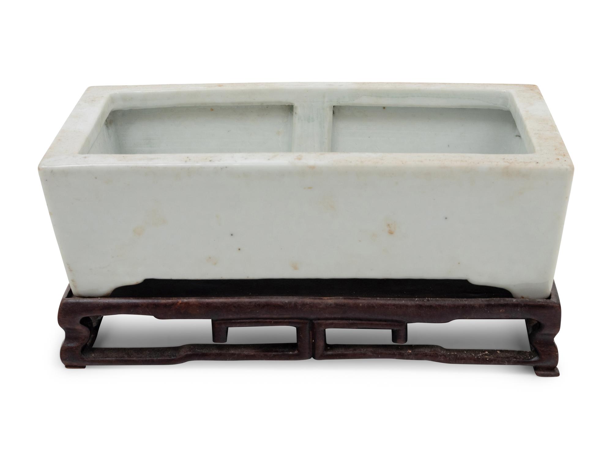 A Blanc-de-Chine Porcelain Rectangular Cachepot