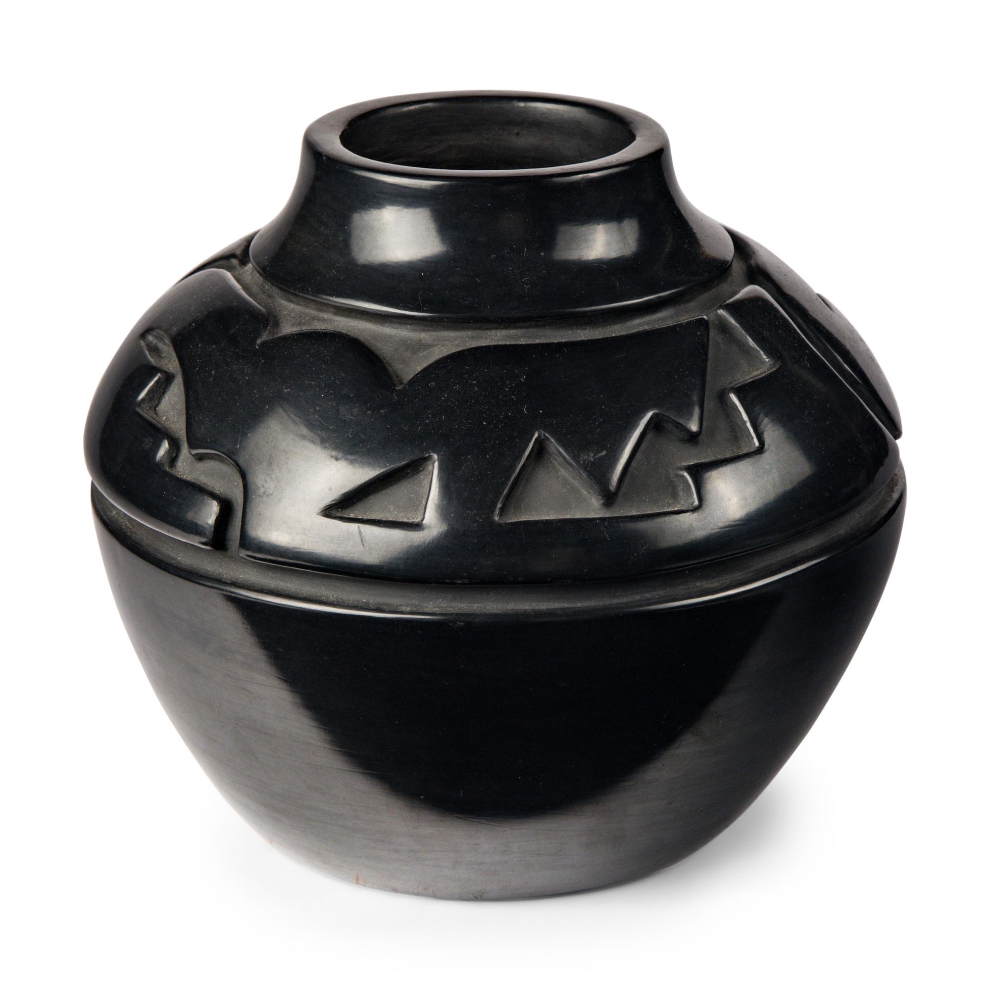 Mela Youngblood (Santa Clara, 1931-1990) — Carved Blackware Pottery Jar