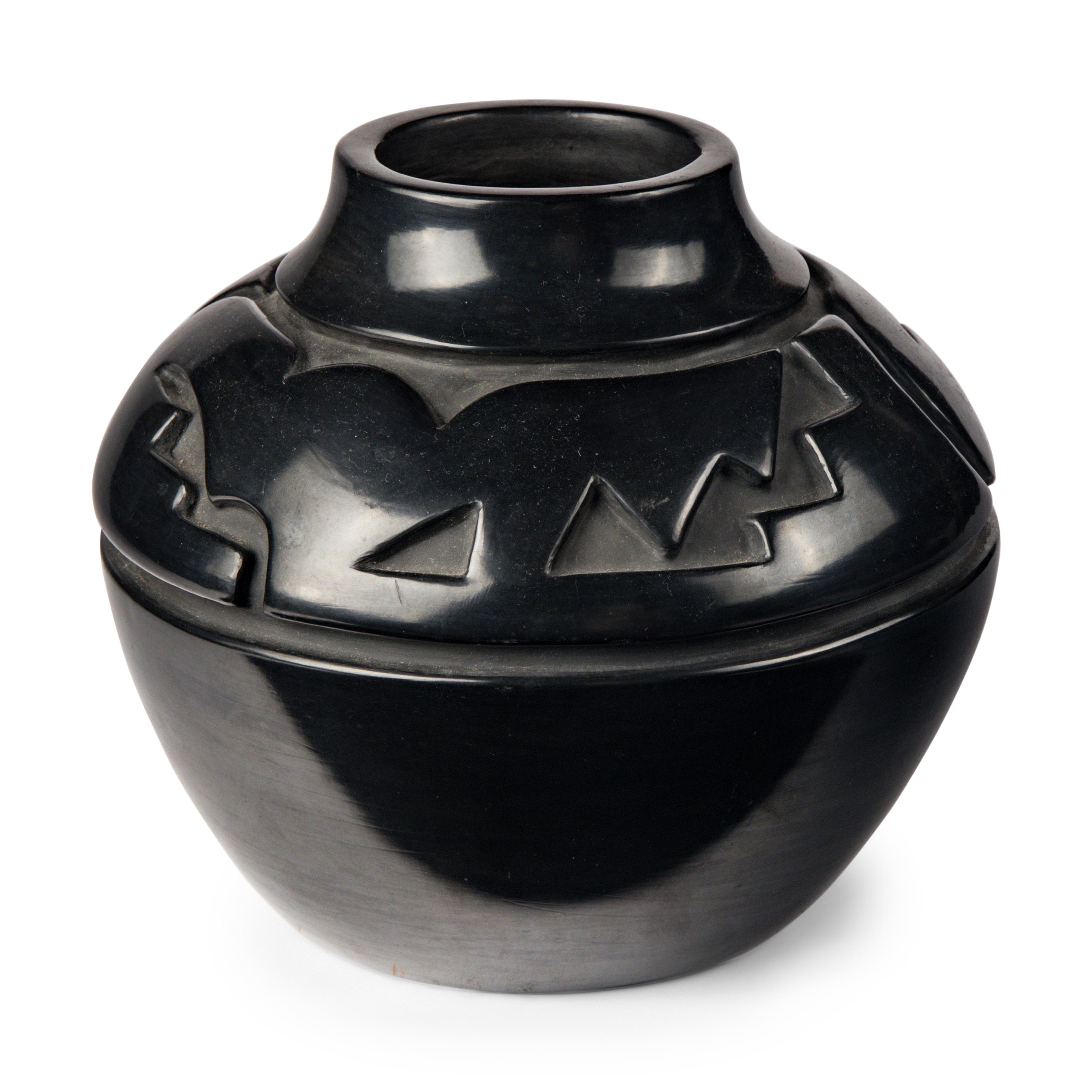Mela Youngblood (Santa Clara, 1931-1990) — Carved Blackware Pottery Jar