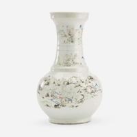 A Chinese porcelain large bottle vase decorated with landscapes 瓷胎画山水荸荠瓶 Qing dynasty ?