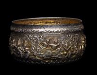 A Burmese Silver-Gilt Repoussé Bowl