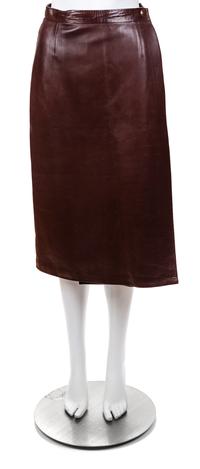 An Hermès Brown Sheepskin Wrap Skirt, Size 40.