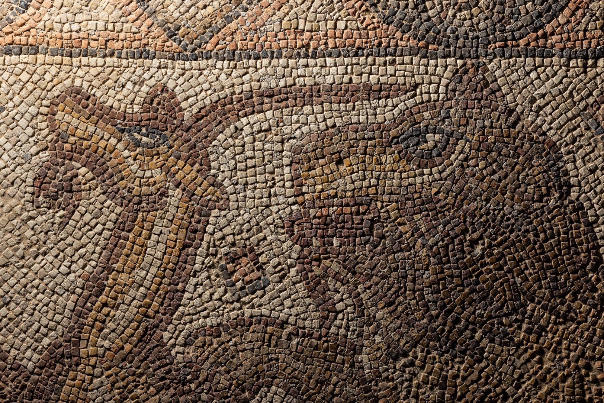 A Late Roman Stone Mosaic of a Lion Hunting Prey