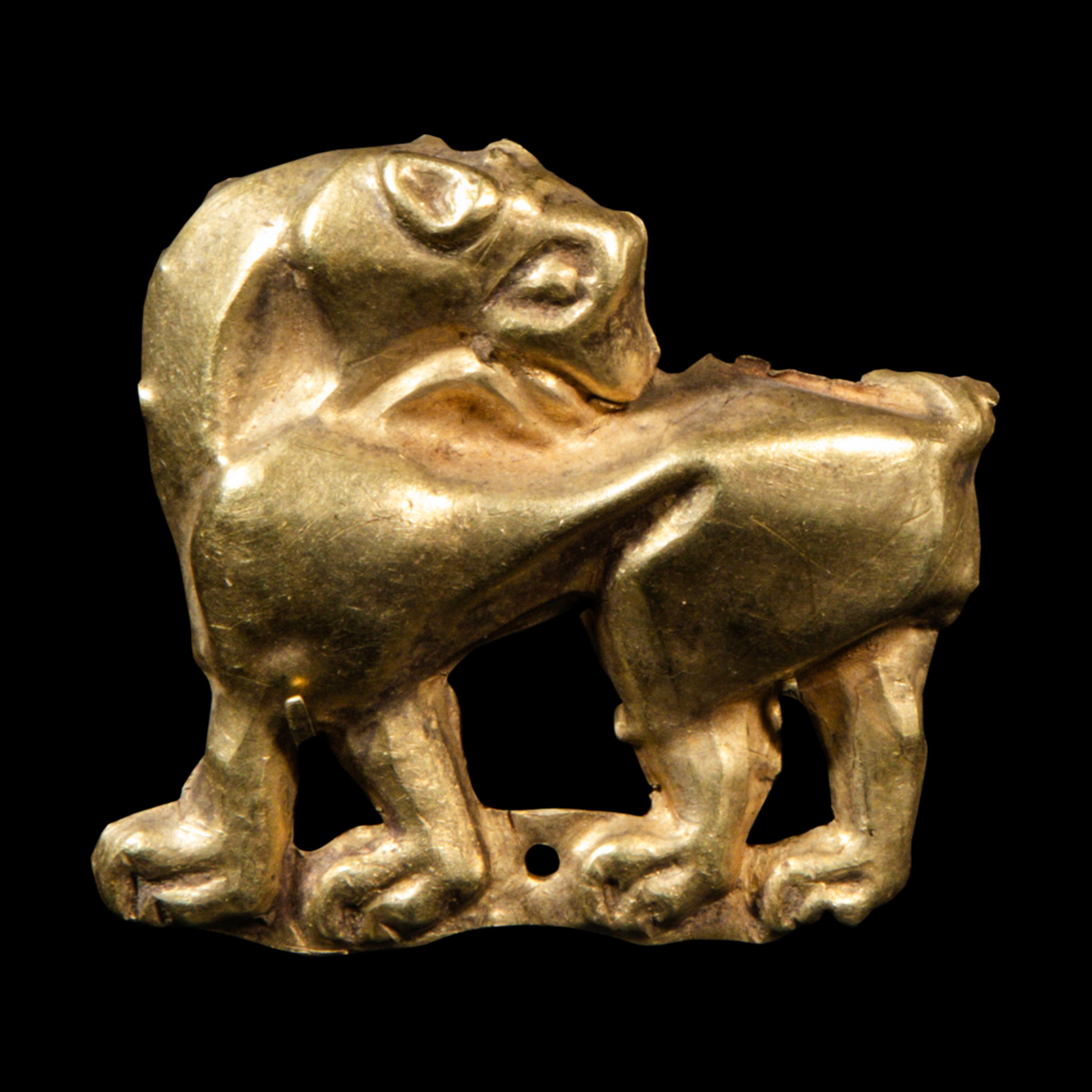 A Eurasian Electrum Feline Appliqué