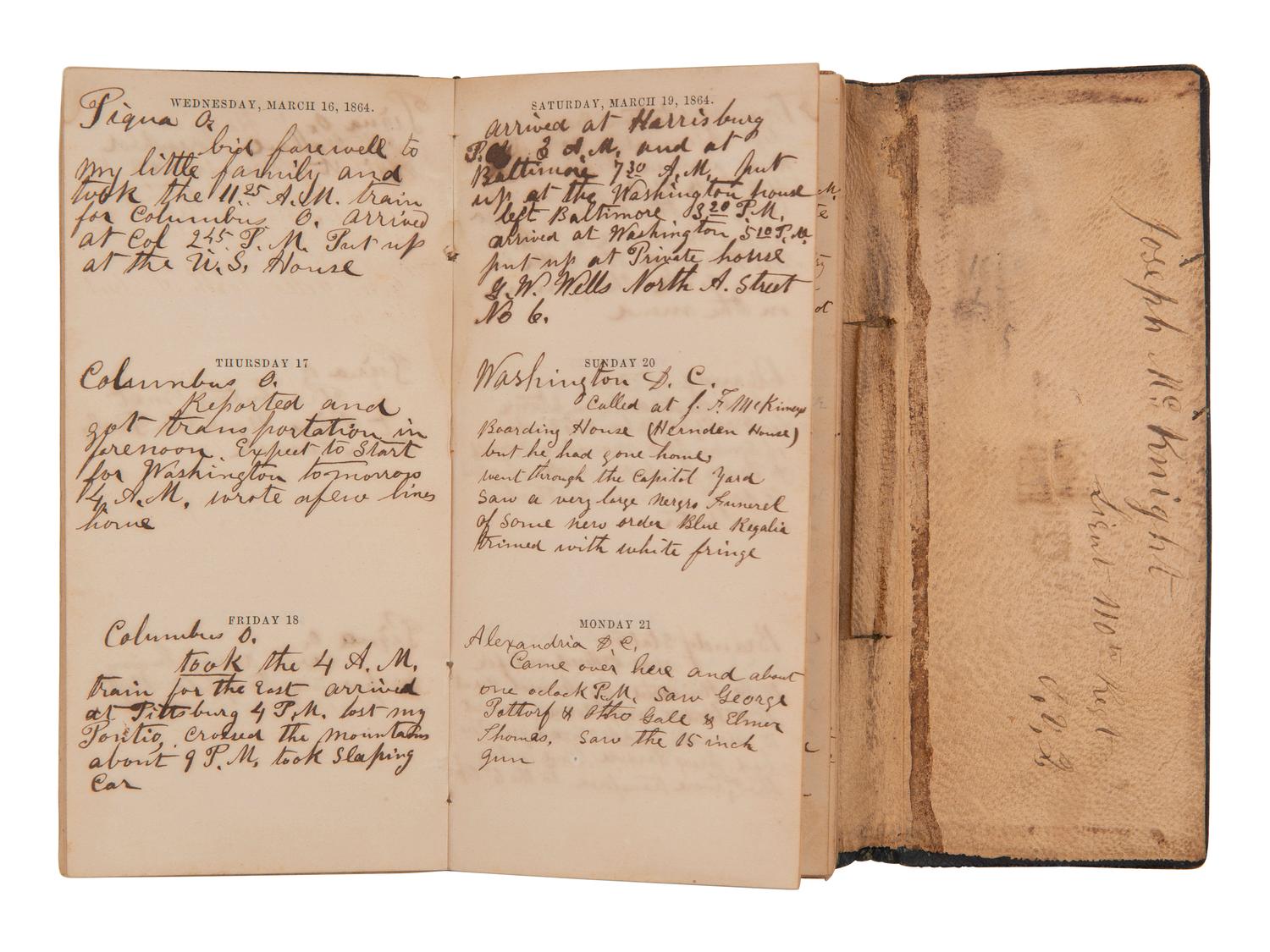 [FLAGS] -- [CIVIL WAR]. Group featuring a 35-star flag and the 1864 pocket diary of Captain Joseph McKnight, Co. E, 110th Ohio Volunteer Infantry, DOW following the Battle of the Wilderness.