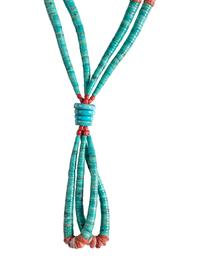Pueblo Multi-Strand Rolled Turquoise and Coral Necklaces