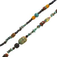 Scarab, Turquoise, and Hardstone Beaded Necklace