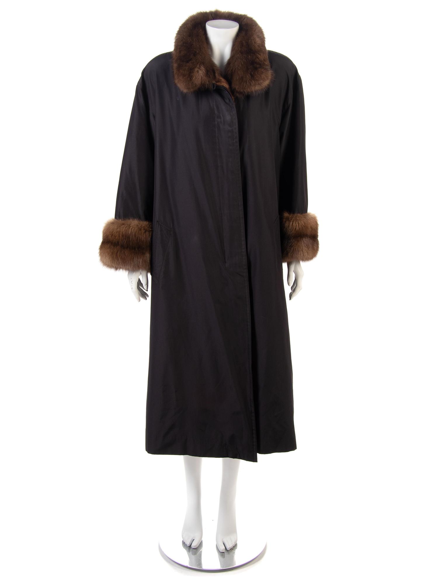 Sable Lined Black Raincoat, 1990-2000s