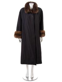Sable Lined Black Raincoat, 1990-2000s