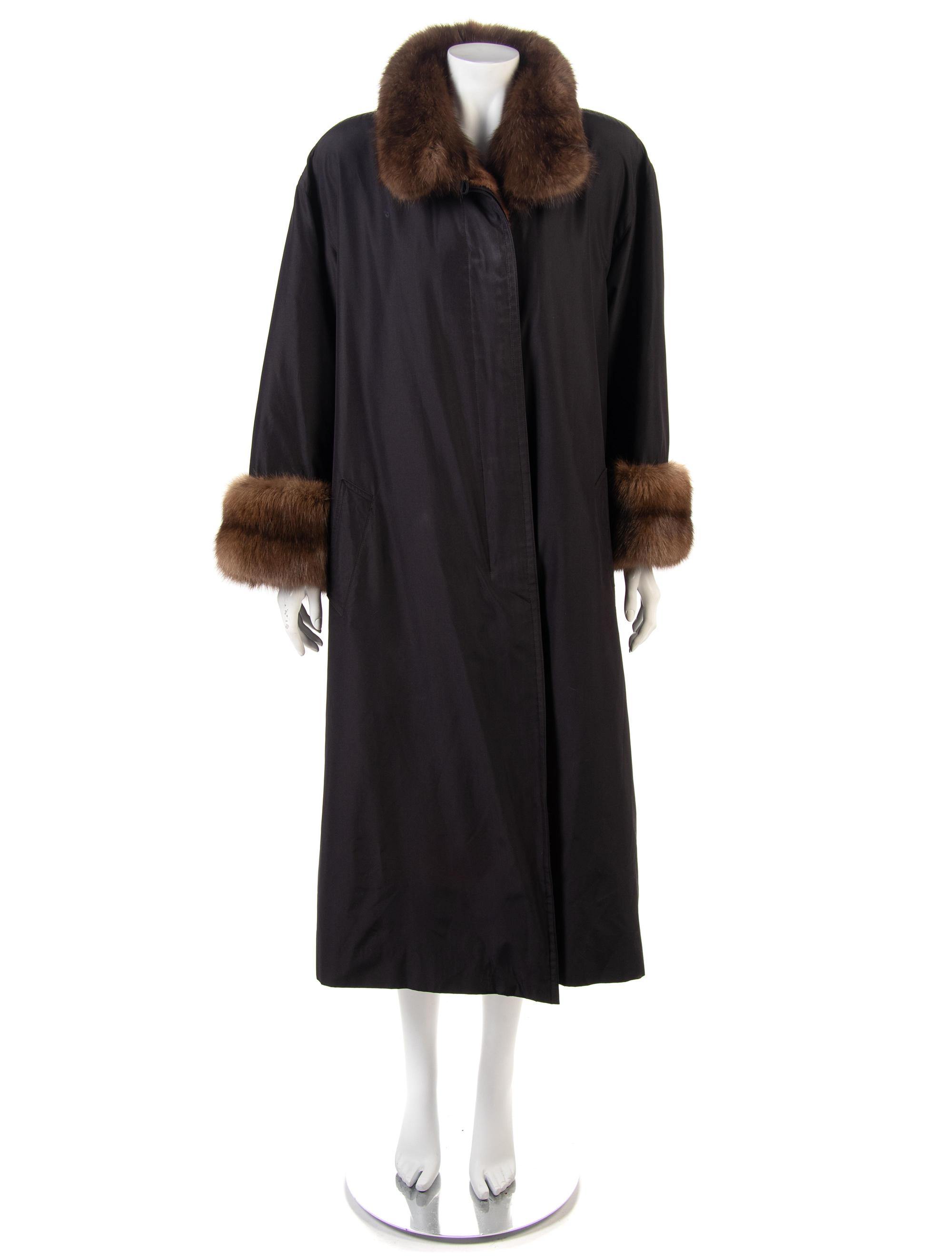 Sable Lined Black Raincoat, 1990-2000s