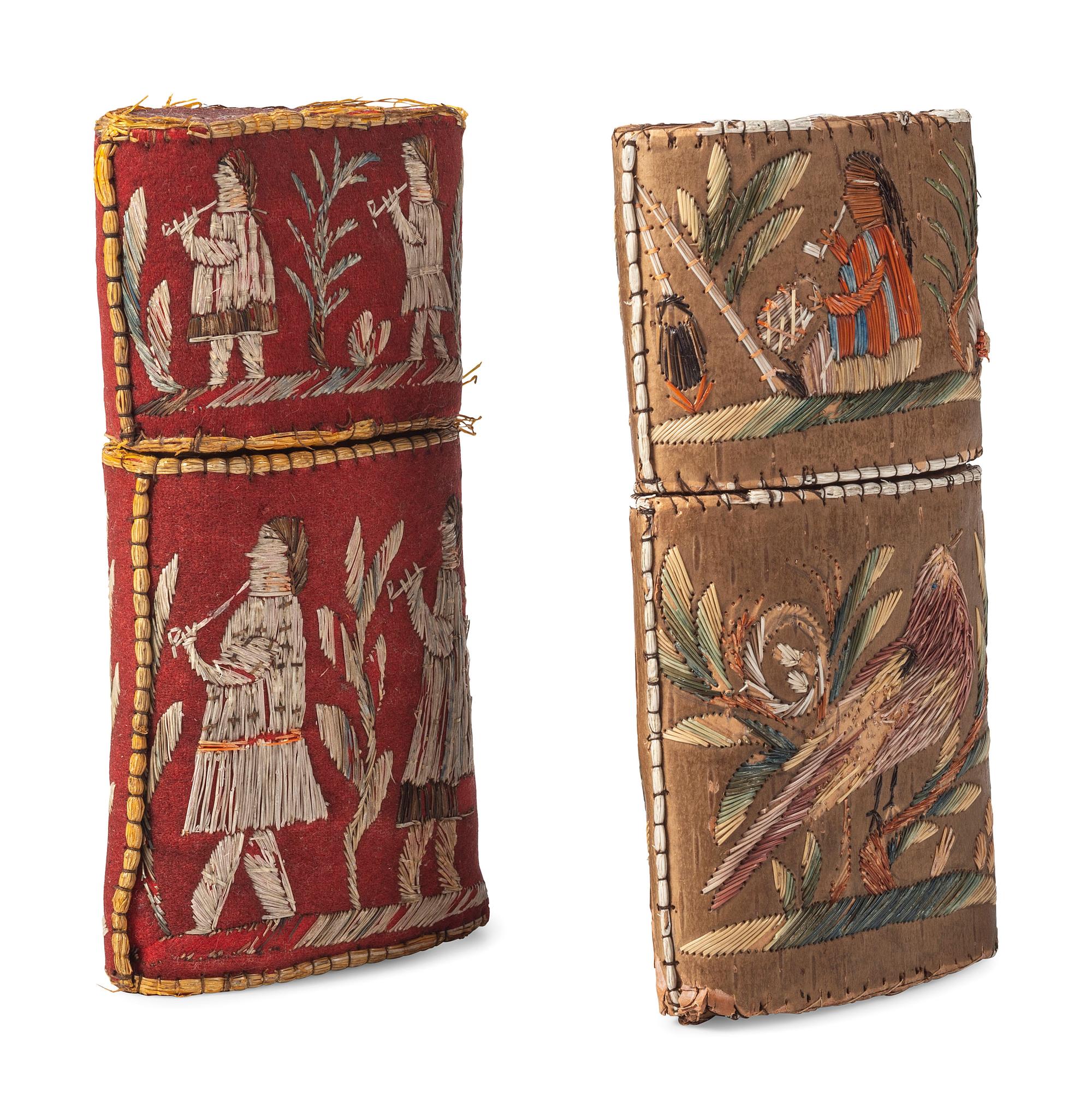 Huron Moosehair Embroidered Birchbark Cigar Cases