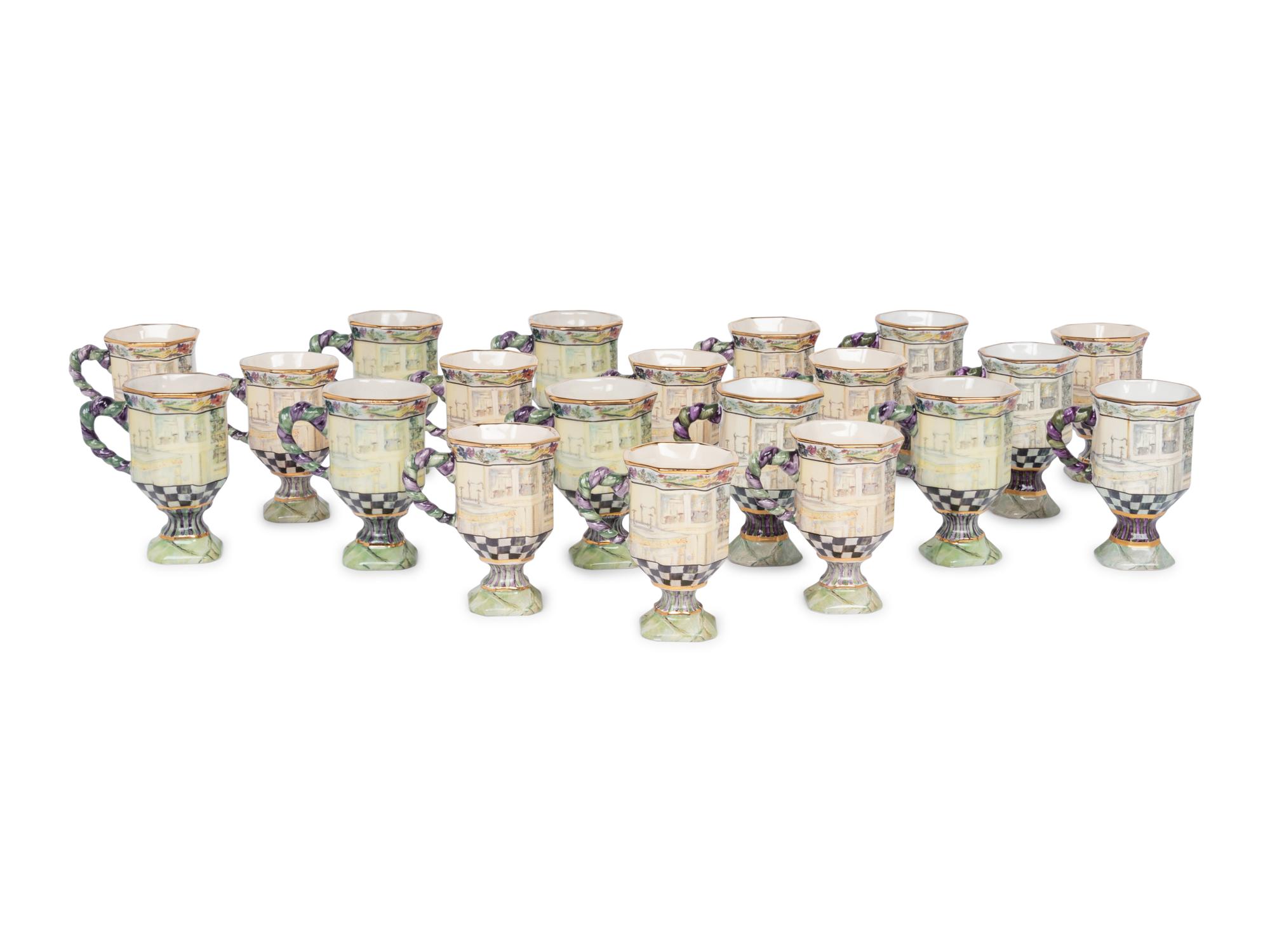 A Set of Twenty-One MacKenzie-Childs MacLachlan Ceramic Mugs