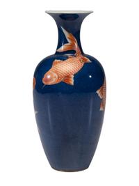 A Chinese Powder Blue Glazed Porcelain Baluster Vase