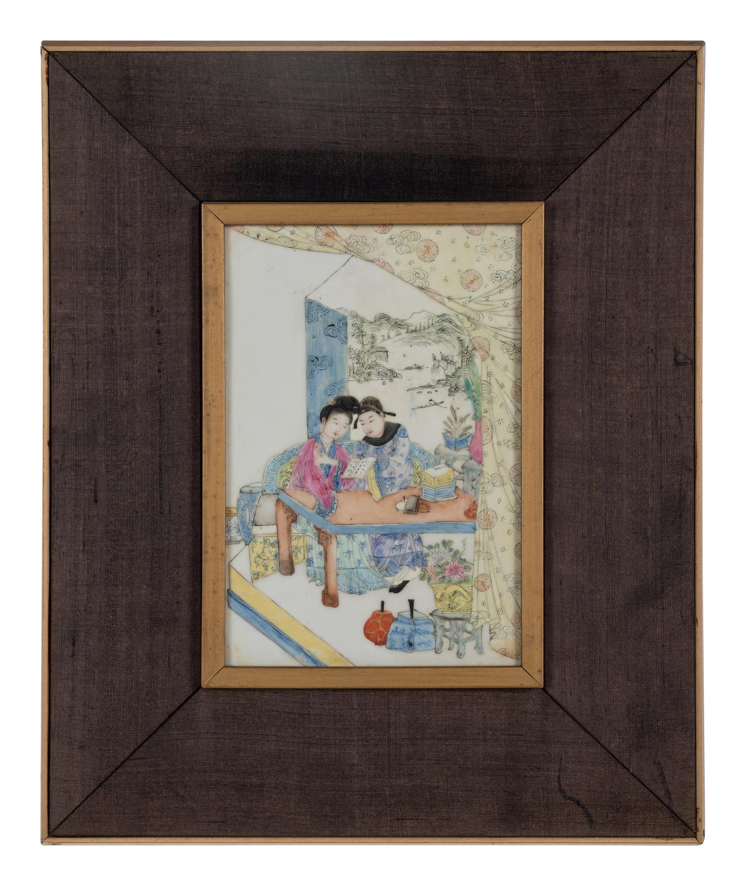Two Chinese Famille Rose Porcelain Plaques