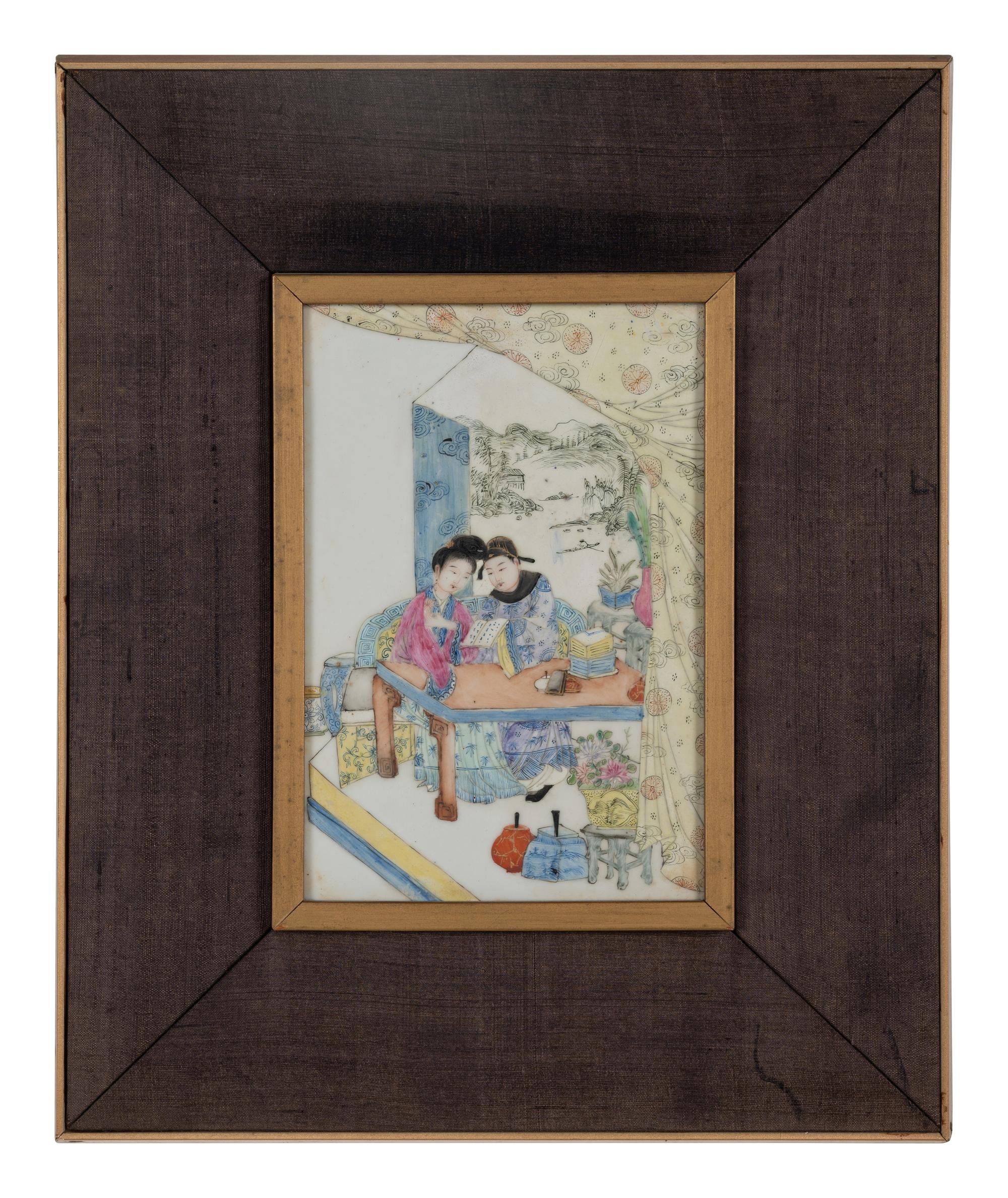 Two Chinese Famille Rose Porcelain Plaques